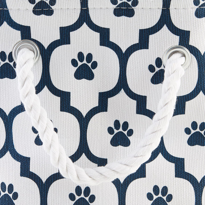 Bone Dry Pet Storage Collection Lattice Paw Print, Small Rectangle, White/Navy