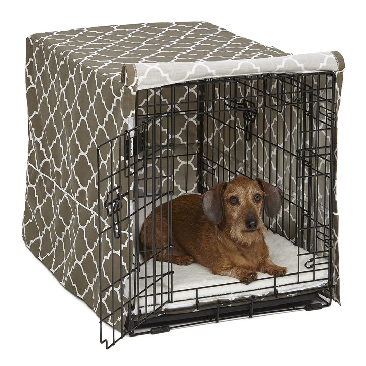 MidWest Homes for Pets Dog Crate Cover, Privacy Dog Crate Cover Fits MidWest Dog Crates, Machine Wash & Dry Brown Geometric Pattern 30-Inch