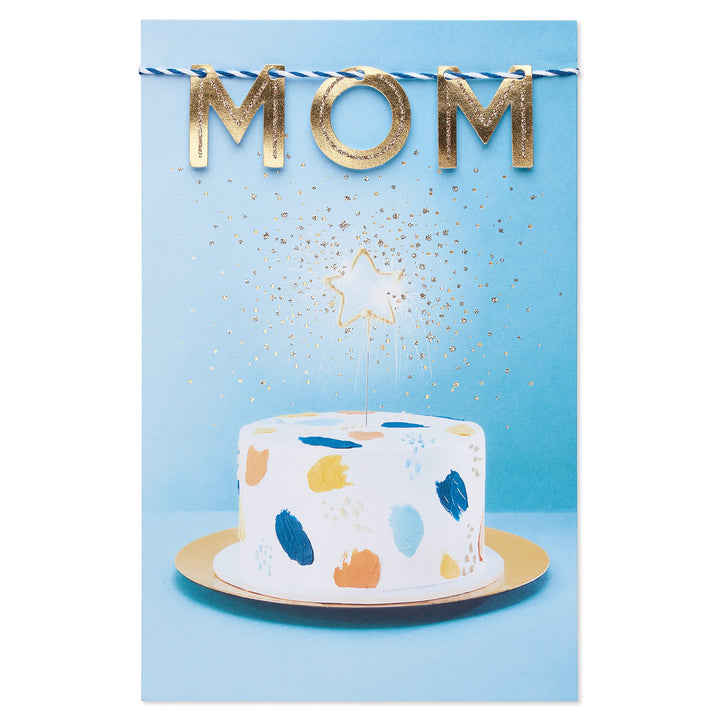 American Greetings Birthday Card for Mom (Learn and Grow) Cake w Star Sparkler Photo