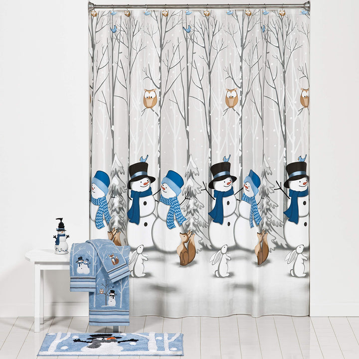 SKL Home Christmas Winter Friends Snowman Hand Towel 2pc Set for Bath/Kitchen & Gift, Blue Hand Towel Set