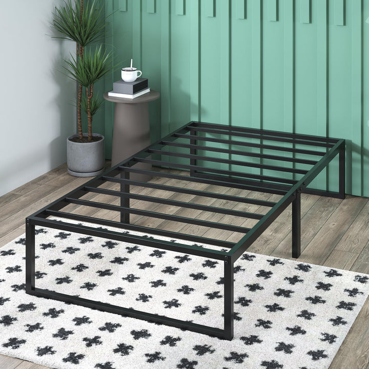 Zinus Lorelei 14 Inch Metal Platform Bed Frame, Steel Slat Support, No Box Spring Needed, Eco Friendly WonderBox(TM) Packaging, 12.4” Underbed Storage, Easy Assembly, Black, Queen New Small Box 14”