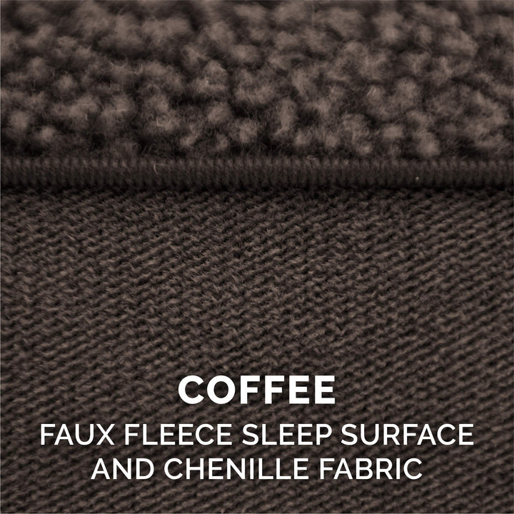 Furhaven Replacement Dog Bed Cover Sherpa & Chenille Sofa-Style, Machine Washable - Coffee, Large Cover Only 36.0"L x 27.0"W x 0.3"Th (Sherpa & Chenille) Coffee