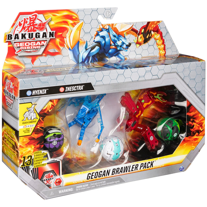 Bakugan Geogan Brawler 5-Pack, Exclusive Hyenix and Insectra Geogan and 3 Collectible Action Figures Hyenix & Insectra