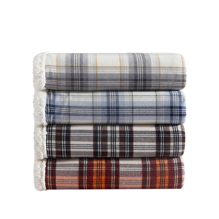 Eddie Bauer - Throw Blanket, Super Soft Reversible Sherpa Fleece Bedding, Ideal Christmas & White Elephant Gifts, Cozy Plaid Throw Blankets for Couch (Edgewood Red, Throw) Edgewood Red Sherpa Throw