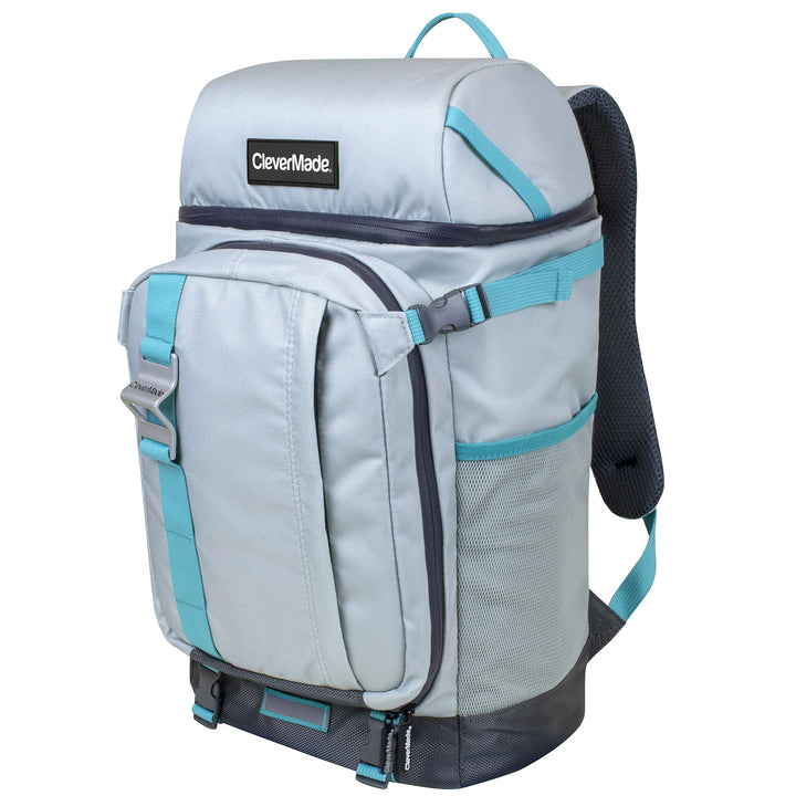 CleverMade Pacifica Backpack Coolers Insulated Leak Proof, Dusty Teal/Midnight - 24 Can Insulated Cooler Bag, Picnic and Beach Backpack Lunch Box - Cooler Backpack Made from Recycled Materials