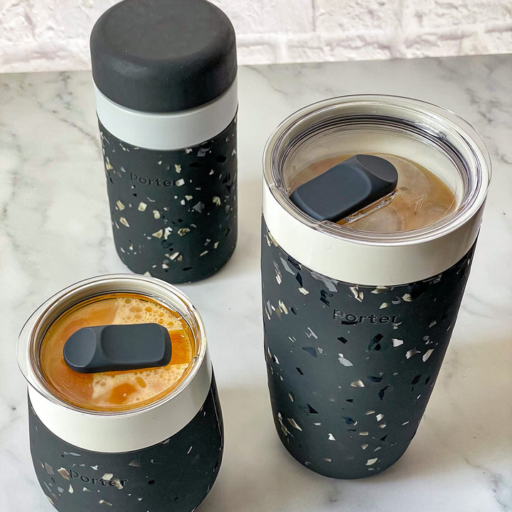 W&P Porter Insulated Tumbler 20 oz | No Metallic Aftertaste Ceramic Coated for Water, Coffee, & Tea | Wide Mouth Vacuum Insulated | Dishwasher Safe, Charcoal Terrazzo