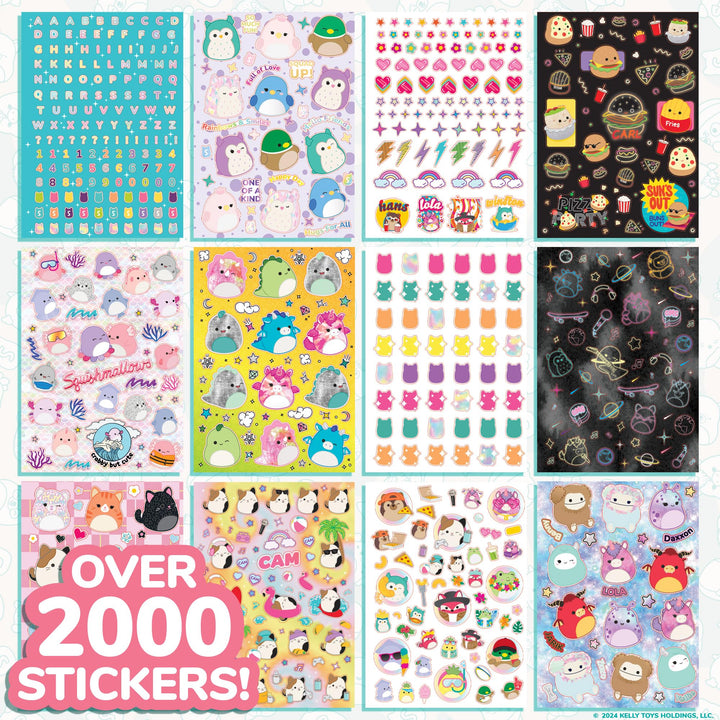 Original Squishmallows 2000+ One of a Kind Sticker Book, 43 Sticker Sheets, Squishmallows Stickers for Water Bottle, Notebooks, Party Favor Bags, Sticker Books for Kids Ages 4-8