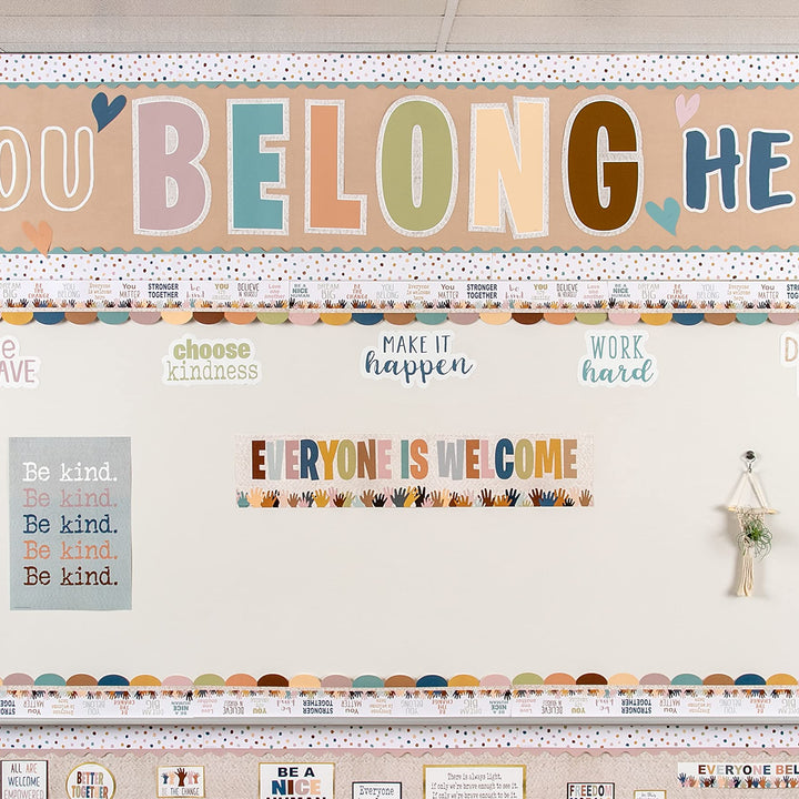 Teacher Created Resources Everyone is Welcome Painted Dots Straight Rolled Border Trim (TCR8912) WALLPAPER