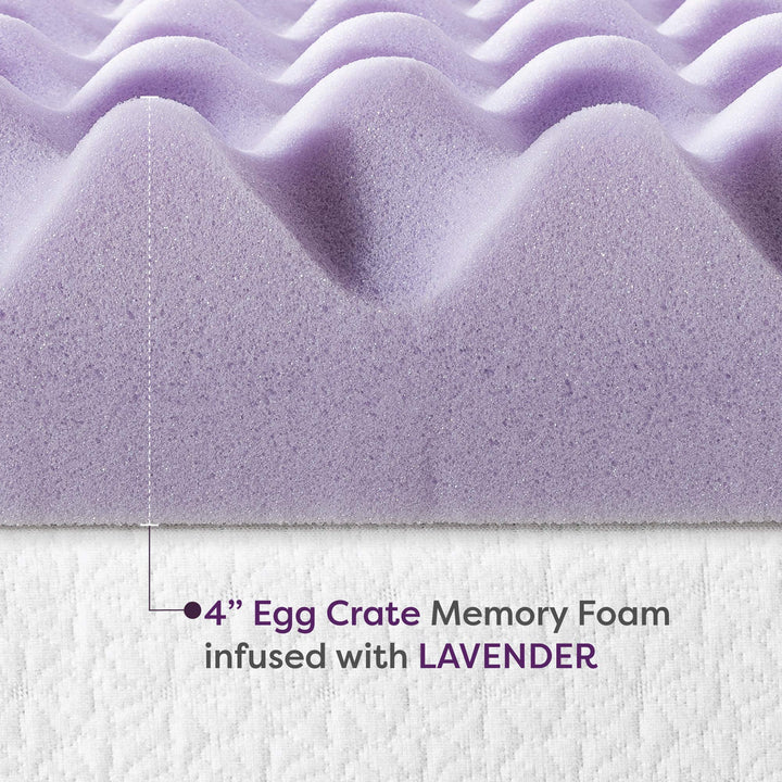 Best Price Mattress 3 Inch Egg Crate Memory Foam Mattress Topper with Soothing Lavender Infusion, CertiPUR-US Certified, Short Queen