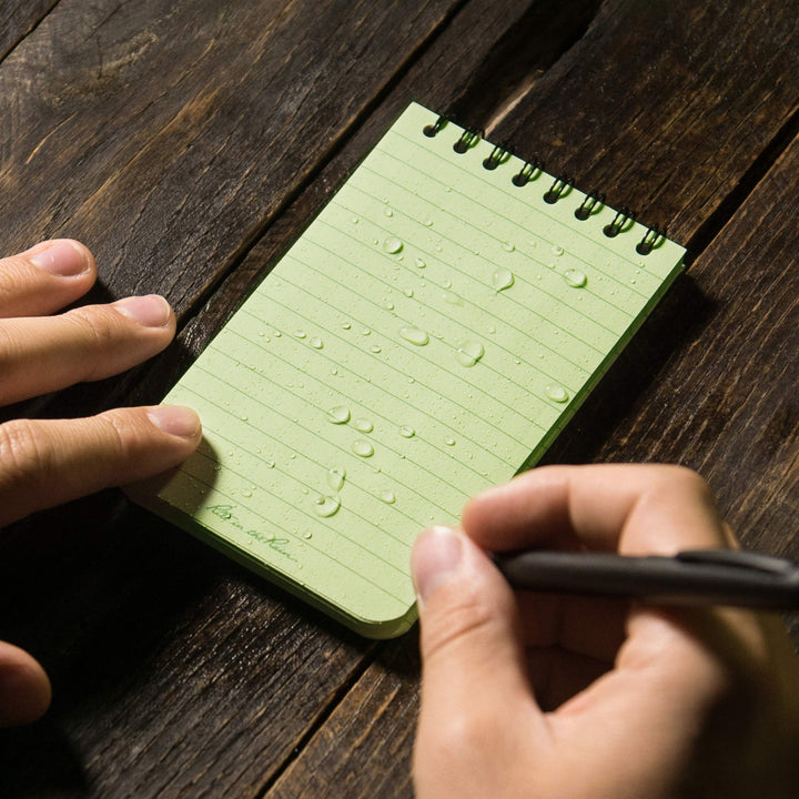 Rite in the Rain Weatherproof Top Spiral Notebook, 3" x 5", Green Cover, Universal Pattern, 6 Pack (No. 935L6)