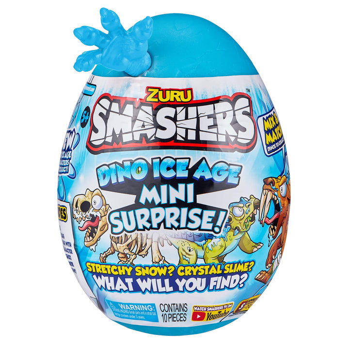 ZURU Smashers Mini Smashable Egg with Many Surprises! - Exclusive Dino Ice Age T-Rex - Slime, Dinosaur Toy, Collectibles, Toys for Boys and Kids