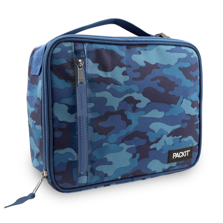 PackIt Freezable Classic Lunch Box, Blue Camo, Built with EcoFreeze Technology, Collapsible, Reusable, Zip Closure With Zip Front Pocket and Buckle Handle, Designed for Lunches