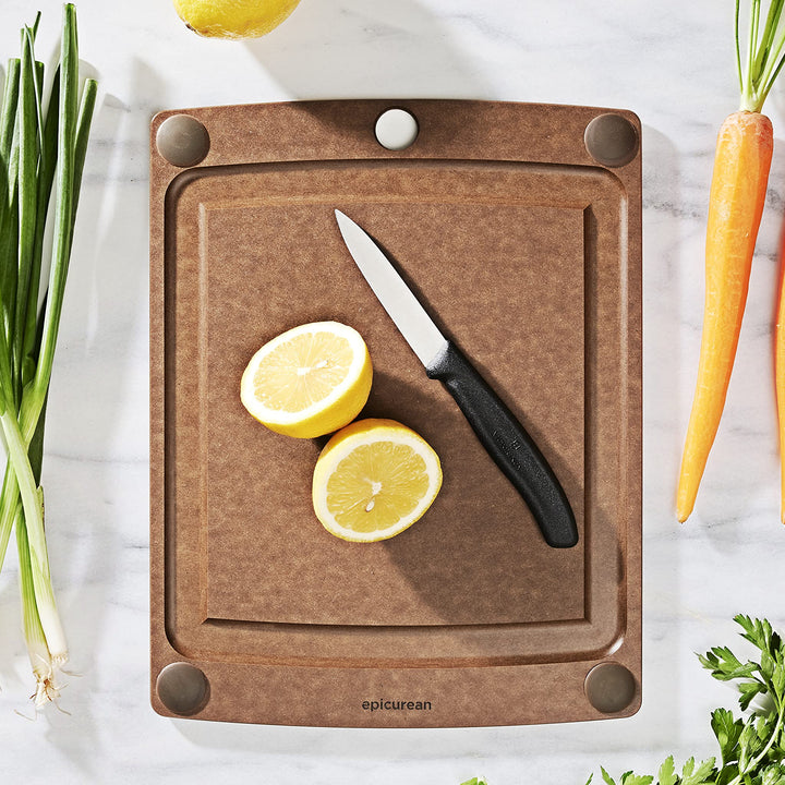 Epicurean All-In-One Cutting Board with Non-Slip Feet and Juice Groove, 11.5-Inch x 9-Inch, Nutmeg/Brown