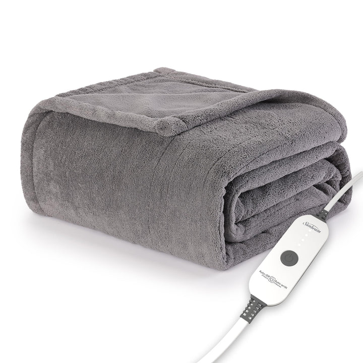 Sunbeam Royal Luxe Dove Grey Heated Blanket - King King (90" x 100")