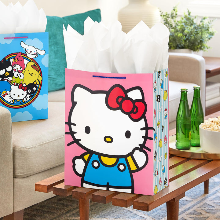 Hallmark Hello Kitty Gift Bag Bundle (2 Bags: 1 Large 13", 1 XL 15") for Birthdays, Back to School, Halloween Blue, Pink 1 Count (Pack of 2)