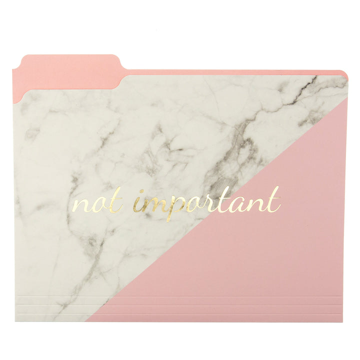 Graphique Blush Marble File Folder Set – File Set Includes 9 Folders and 3 Unique "Important" Designs, Embellished w/ Gold Foil on Durable Triple-Scored Coated Cardstock, 11.75" x 9.5"