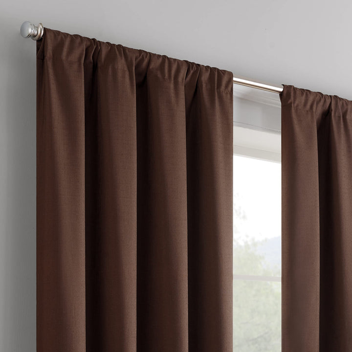 ECLIPSE Kendall Modern Blackout Thermal Rod Pocket Window Curtain for Bedroom or Living Room (1 Panel), 42 X 84, Chocolate