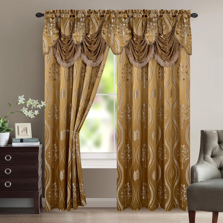 Elegant Comfort Luxurious Beautiful Curtain Panel Set with Attached Valance and Backing 54" X 84 inch (Set of 2), Navy Blue 54"W x 84"L (Pack of 2)