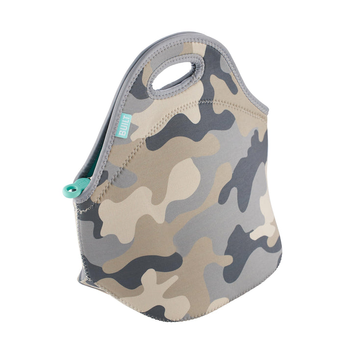 BUILT Gourmet Getaway Soft Neoprene Lunch Tote Bag Lightweight, Insulated and Reusable, One Size, Concrete Grey Camo