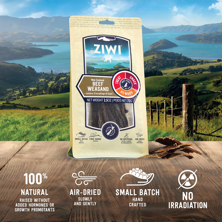 ZIWI Dog Chews Treats – All Natural, Air-Dried, Single Protein, Grain-free, High-Value Treat, Snack, Reward (Beef Weasand) 2.5 Ounce (Pack of 1) Beef Weasand