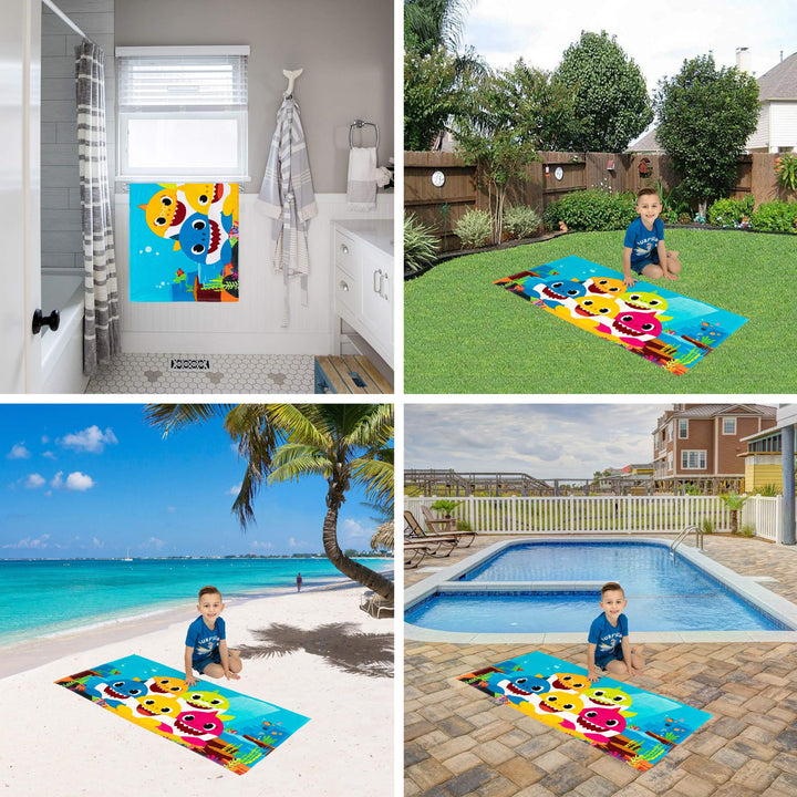 Franco Kids Super Soft Cotton Bath/Pool/Beach Towel, 58 in x 28 in, Baby Shark