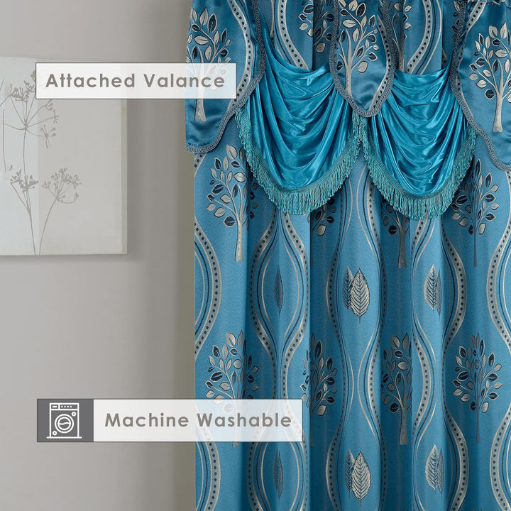 Elegant Comfort Luxurious Beautiful Curtain Panel Set with Attached Valance and Backing 54" X 84 inch (Set of 2), Navy Blue 54"W x 84"L (Pack of 2)