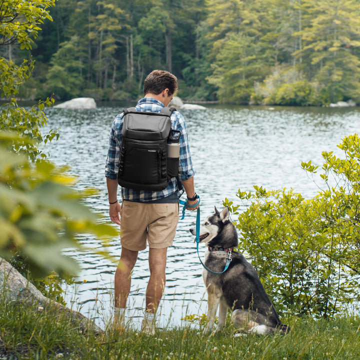 CleverMade Pacifica Backpack Coolers Insulated Leak Proof, Dusty Teal/Midnight - 24 Can Insulated Cooler Bag, Picnic and Beach Backpack Lunch Box - Cooler Backpack Made from Recycled Materials