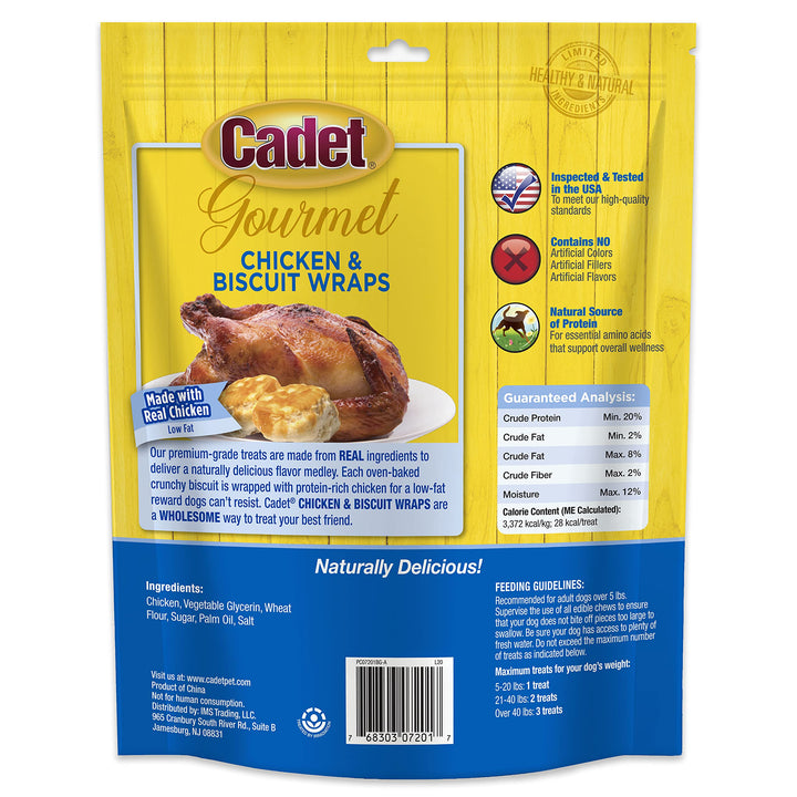 Cadet Gourmet Chicken Wrapped Biscuit Dog Treats Wraps 14 oz. Chicken Wrapped Biscuits 14 Ounce (Pack of 1)