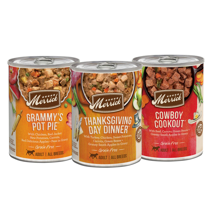 Merrick Chunky Recipes Grain Free Wet Dog Food Variety Pack, Canned Dog Food - (12) 12.7 oz. Cans 9.53 Pound (Pack of 1) Chunky Variety Pack