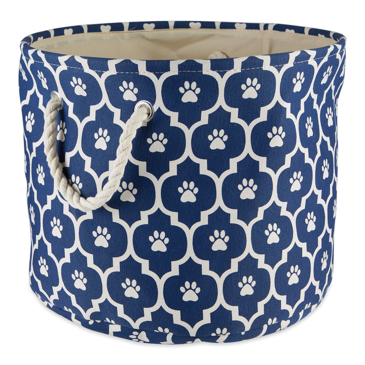 Bone Dry Pet Storage Collection Lattice Paw Print, Small Round, Nautical Blue