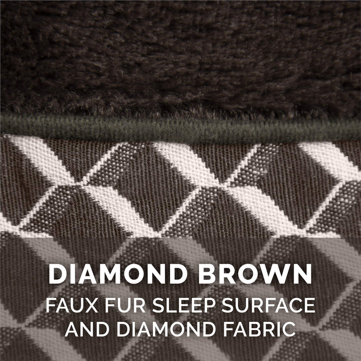 Furhaven Memory Foam Dog Bed for Small Dogs w/ Removable Bolsters & Washable Cover, For Dogs Up to 20 lbs - Plush & Woven Decor Comfy Couch Sofa - Diamond Brown, Small 20.0"L x 15.0"W x 6.3"Th (Comfy Couch - Plush & Decor) Diamond Brown
