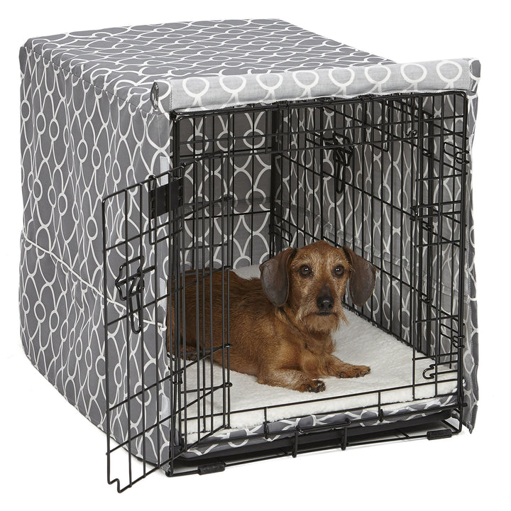 MidWest Homes for Pets Dog Crate Cover, Privacy Dog Crate Cover Fits MidWest Dog Crates, Machine Wash & Dry 30-Inch Gray Geometric Pattern