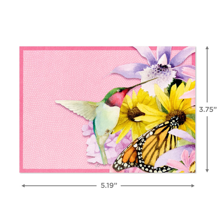 Hallmark Marjorlein Bastin Floral Notecards (20 Blank Cards with Envelopes) Butterfly & Hummingbird