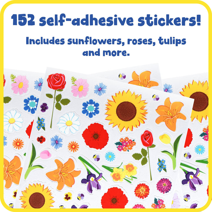 READY 2 LEARN Foam Stickers - Flowers - Pack of 152 - Self-Adhesive Stickers for Kids - 3D Puffy Flower Stickers for Laptops, Party Favors and Crafts