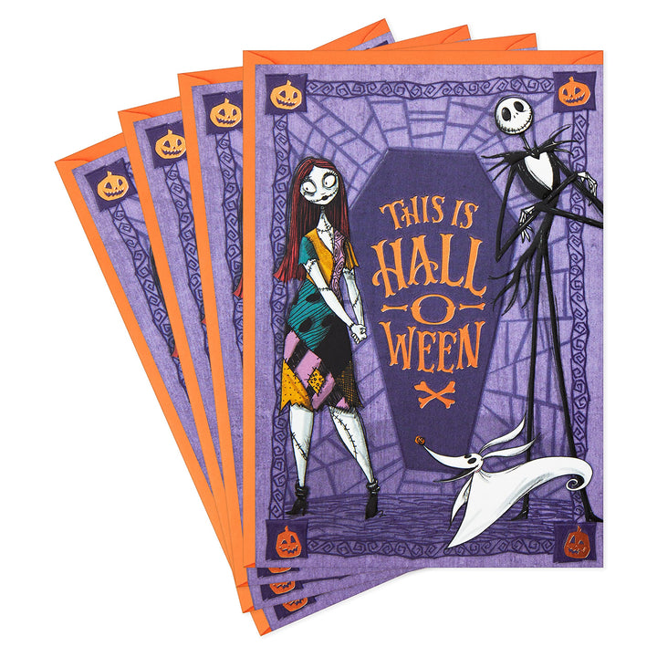 Hallmark Disney Tim Burton's The Nightmare Before Christmas (4 Cards with Envelopes) This is Halloween Nightmare Before Christmas, 4 Halloween Cards