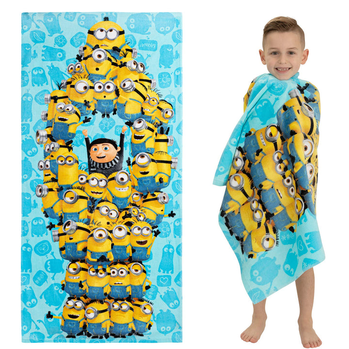 Franco Kids Super Soft Cotton Bath/Pool/Beach Towel, 58 in x 28 in, Minions The Rise Of Gru