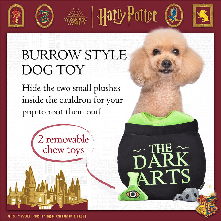 Harry Potter 10" Dark Arts Potion Burrow Toy Dog Toy Dark Arts Cauldron with Plush Removable Parts Dark Arts Cauldron, Potion, and Spider Toys for Dogs 10 inch