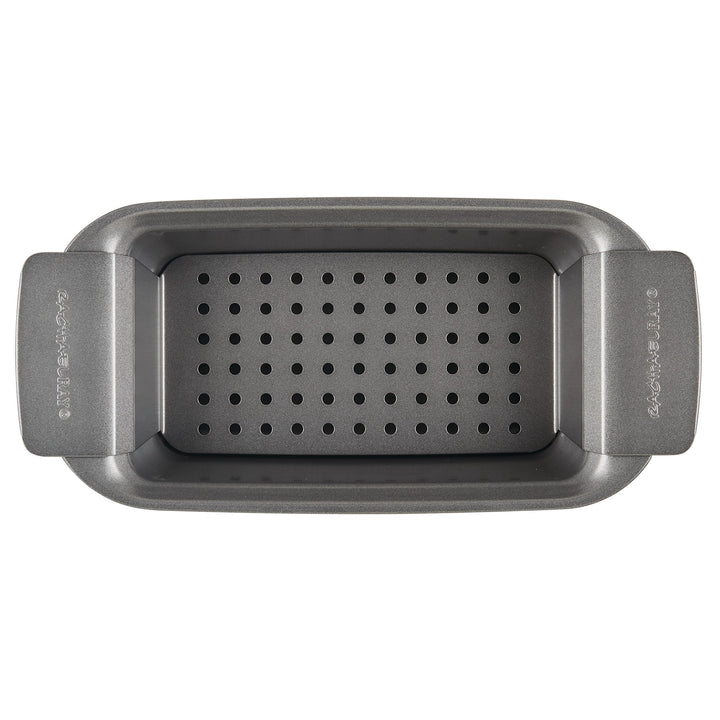 Rachael Ray Bakeware Meatloaf/Nonstick Baking Loaf Pan with Insert, 9 Inch x 5 Inch, Gray