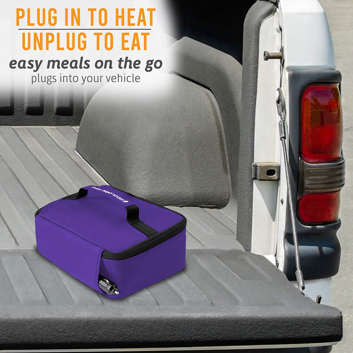 HOTLOGIC Mini Portable Electric Lunch Box Food Heater - Innovative Food Warmer and Heated Lunch Box for Adults Car/Home - Easily Cook, Reheat, and Keep Your Food Warm - Purple (12V)