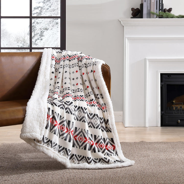 Eddie Bauer - Throw Blanket, Super Soft Reversible Sherpa Fleece Bedding, Ideal Christmas & White Elephant Gifts, Cozy Plaid Throw Blankets for Couch (Elk Stance Grey, Throw) Elk Stance Grey/White Animal