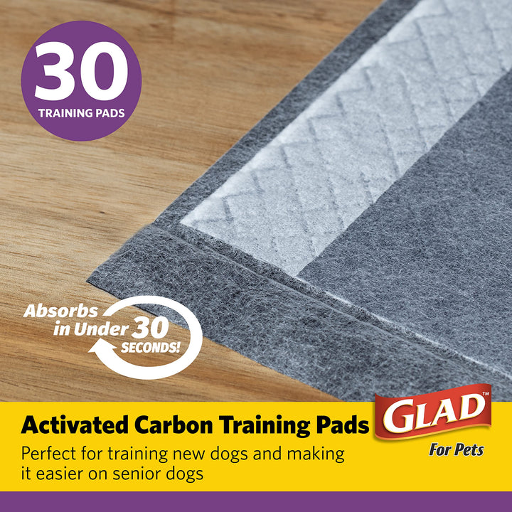 Glad for Pets JUMBO-SIZE Charcoal Puppy Pads | Black Training Pads That ABSORB & Neutralize Urine Instantly | New & Improved Quality Puppy Pee Pads, 30 Count Dog Training Pads