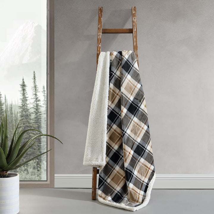 Eddie Bauer - Throw Blanket, Super Soft Reversible Sherpa Fleece Bedding, Ideal Christmas & White Elephant Gifts, Cozy Plaid Throw Blankets for Couch (Elk Stance Grey, Throw) Elk Stance Grey/White Animal