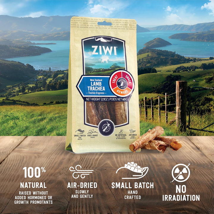 ZIWI Dog Chews andTreats – All Natural, Air-Dried, Single Protein, Grain-free, High-Value Treat, Snack, Reward (Lamb Trachea) 2.1 Ounce (Pack of 1) Lamb Trachea