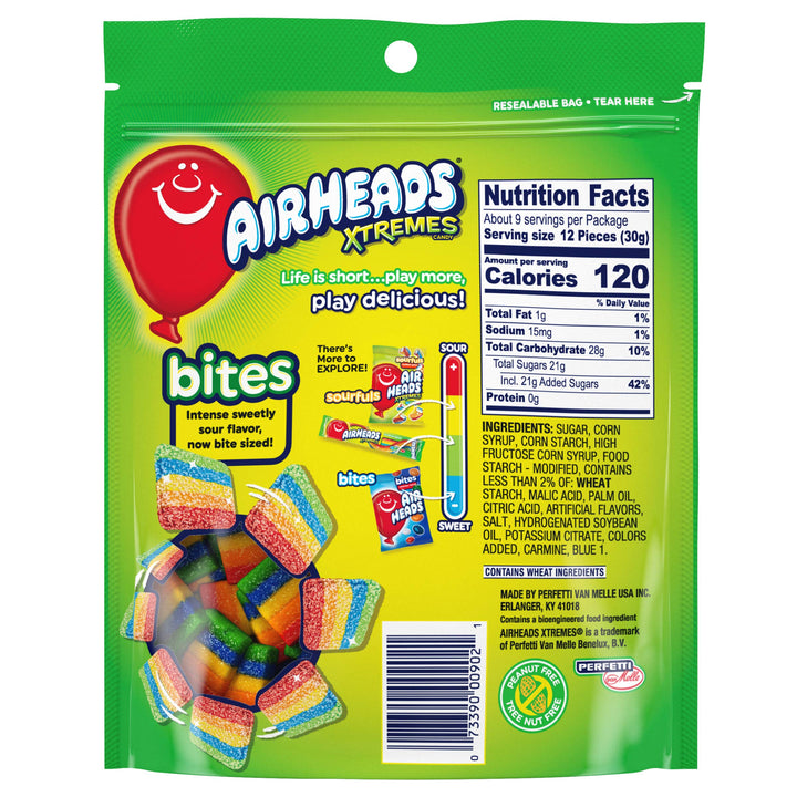 Airheads Xtremes Bites, Halloween Trick or Treat Sweetly Sour Candy, Rainbow Berry, Individually Wrapped Bulk Candy for Adults & Kids, Non-Melting, Large Stand Up Bag, Party, 9 oz (Pack of 12) 9 Ounce (Pack of 12)