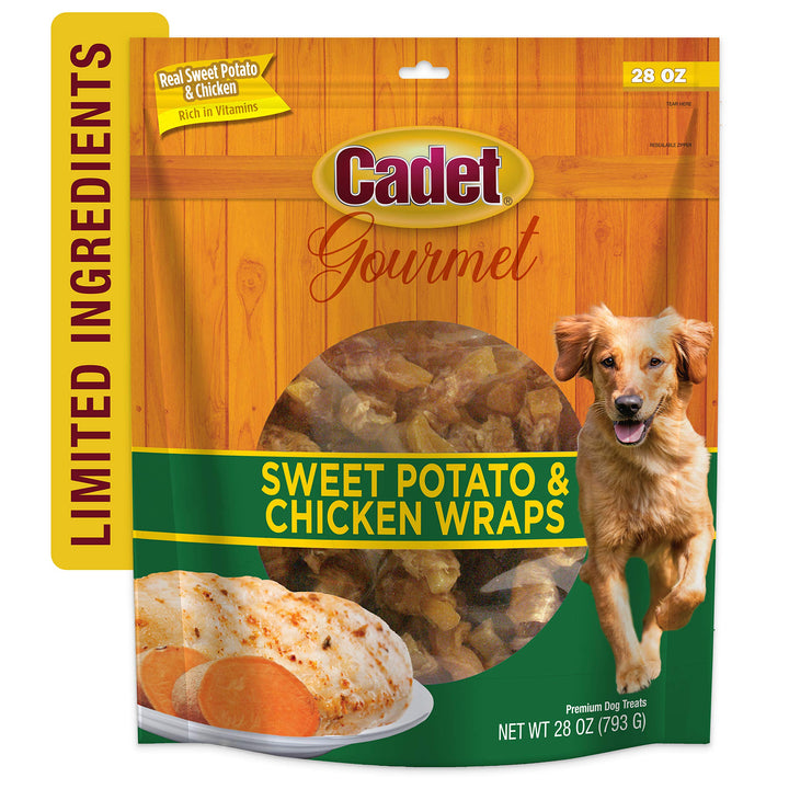 Cadet Gourmet Sweet Potato & Chicken Wraps Dog Treats - Healthy and Natural Chicken and Sweet Potato Dog Training Treats for Small & Large Dogs - Inspected & Tested in USA (28 oz.) 28 Ounce (Pack of 1)