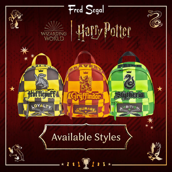 Concept One Fred Segal Harry Potter Mini Backpack, Checkered Small Travel Bag for Men and Women, Ravenclaw, 10.5 Inch