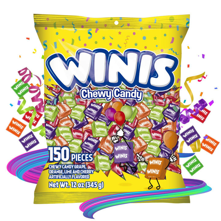 Chewy Candy Winis Original Variety Bag - Taffy Candy 150 individually wrapped pieces- Sharing Size 12 Oz Bag Assorted Halloween Candy Mix 150 pcs