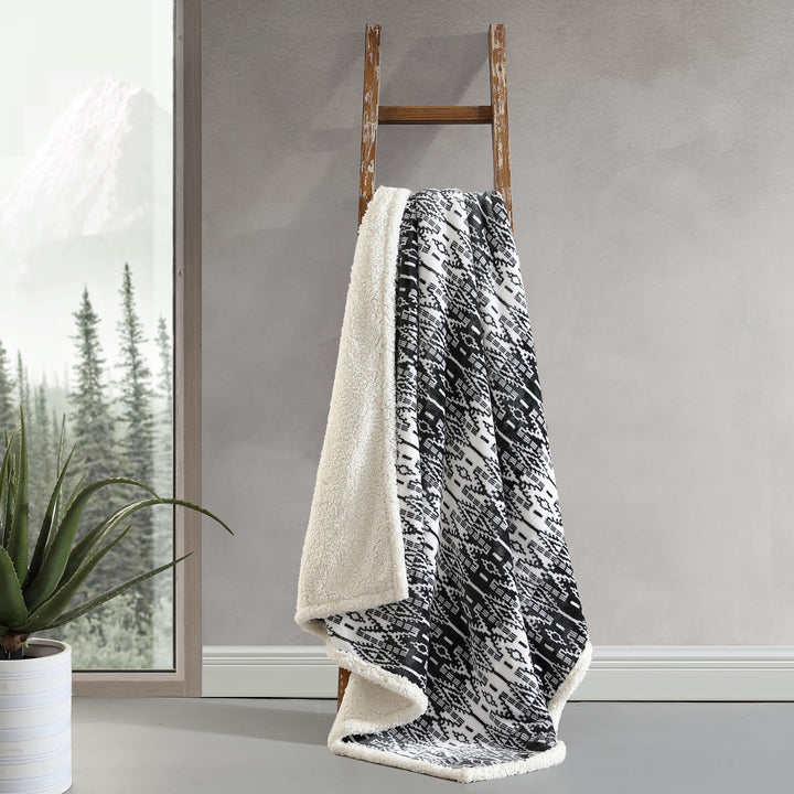 Eddie Bauer - Throw Blanket, Super Soft Reversible Sherpa Fleece Bedding, Ideal Christmas & White Elephant Gifts, Cozy Plaid Throw Blankets for Couch (Elk Stance Grey, Throw) Elk Stance Grey/White Animal