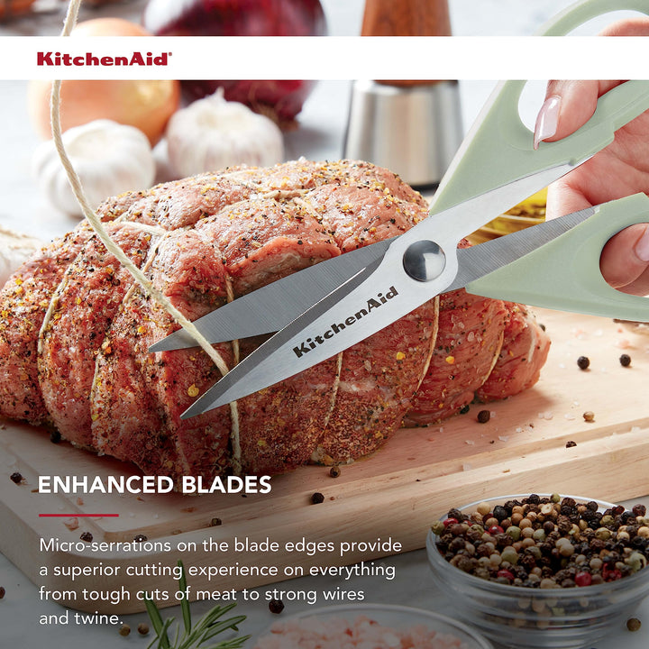 KitchenAid All Purpose Kitchen Shears with Protective Sheath for Everyday use, Dishwasher Safe Stainless Steel Scissors with Comfort Grip, 8.72-Inch, Pistachio