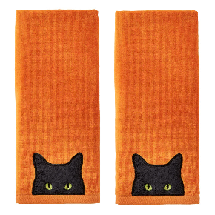 SKL Home Halloween Shadows Eyes Hand Towel 2pc Set for Bath/Kitchen/Bar & Gift, Orange Hand Towel Set, Shadows Have Eyes